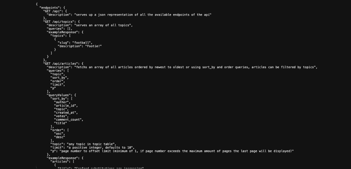 An API response