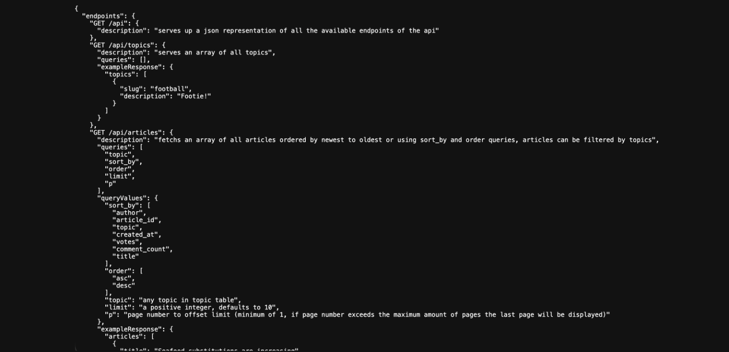 An API response